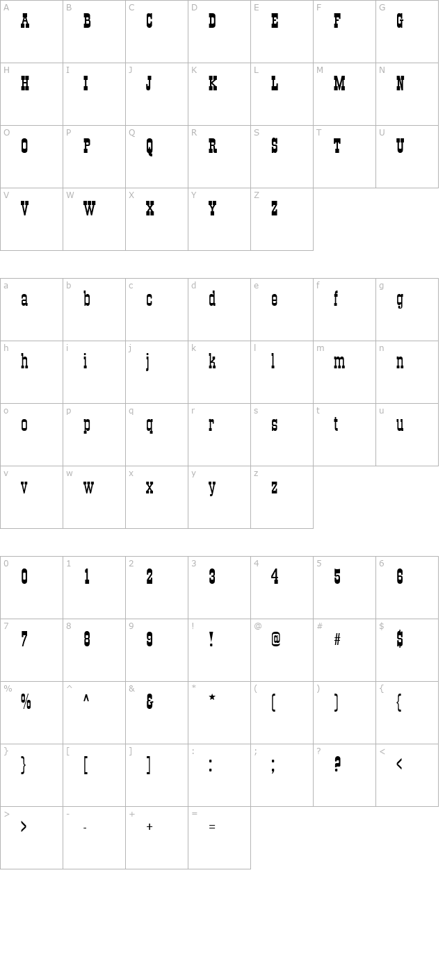 QTOKCorral Regular character map