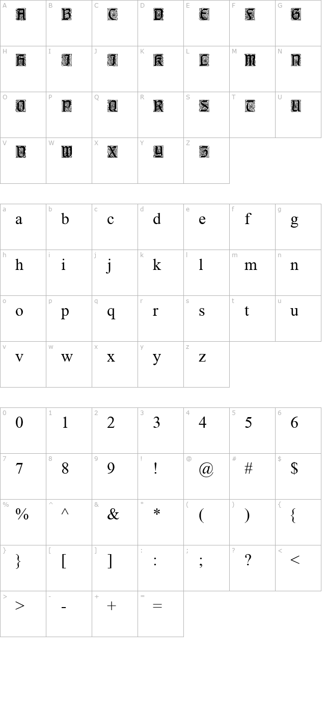 QTStoryTimeCaps Regular character map