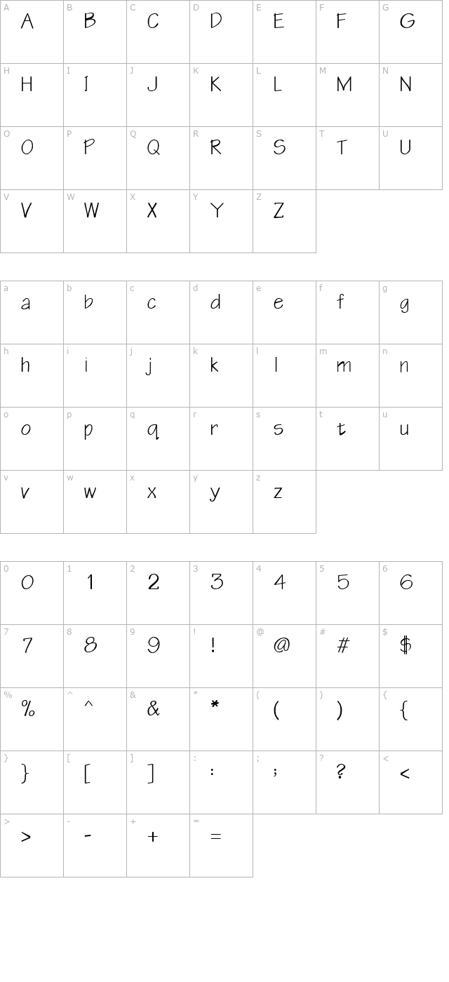 qttechtone-bold character map