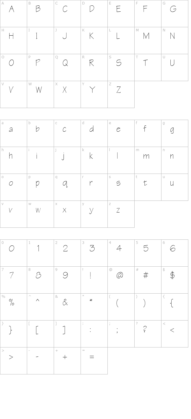 qttechtone-regular character map