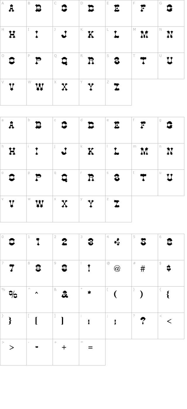 QTTumbleweed Regular character map