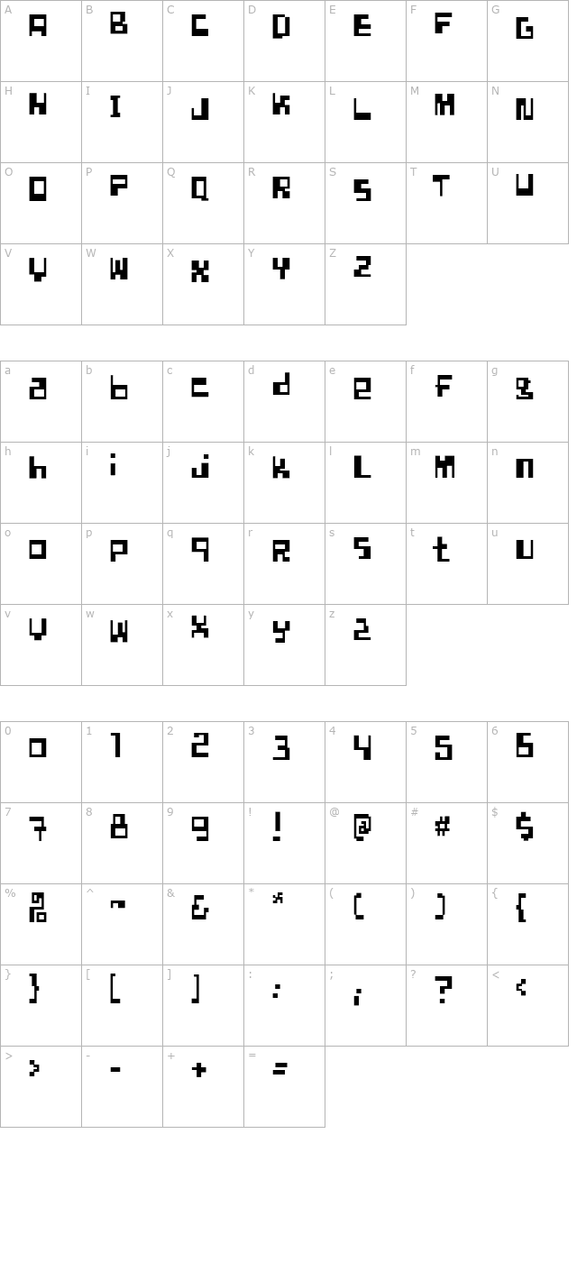 Quadrada character map