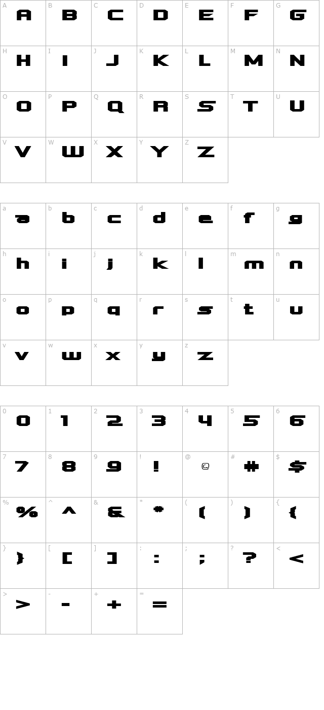 Quadrangle character map