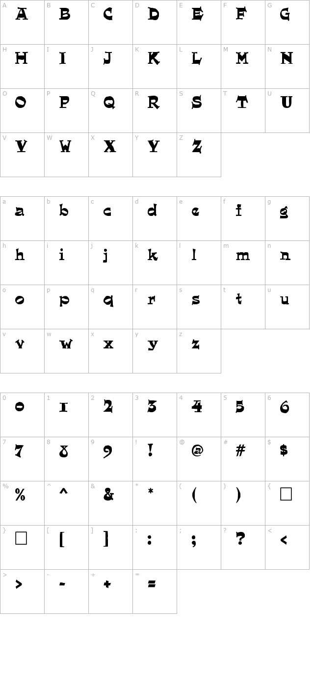 quaint-regular character map