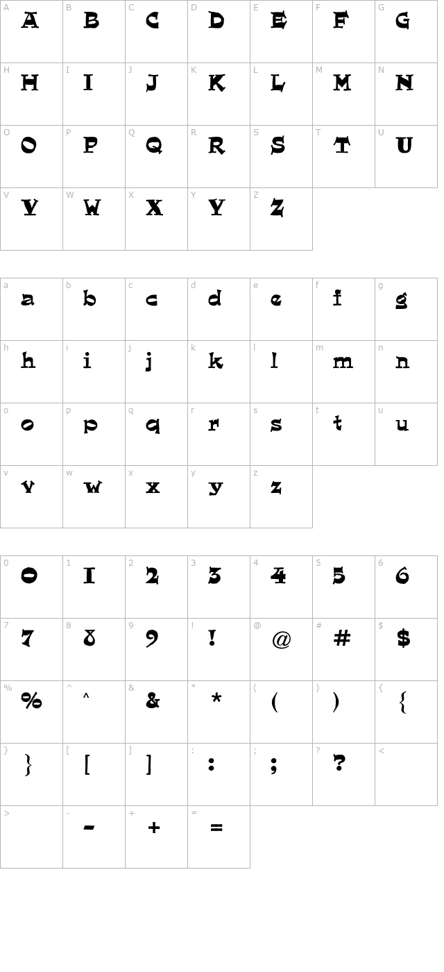 quaint-roman-cg character map