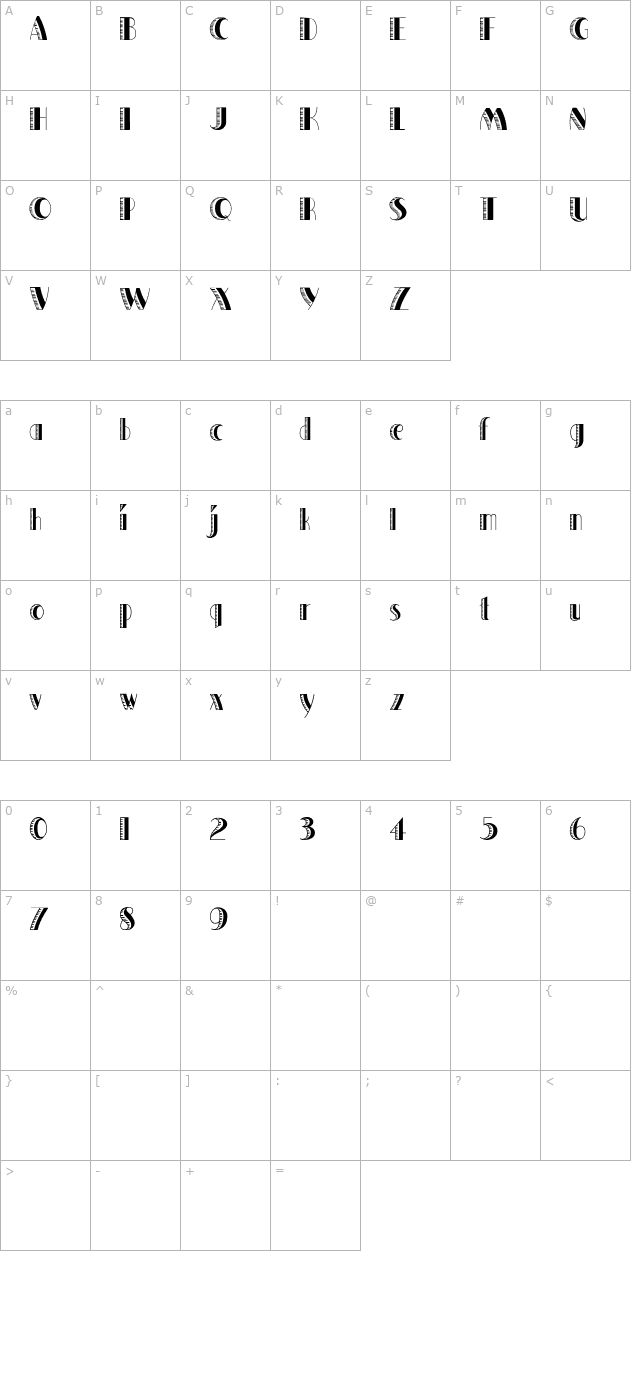 Quaker Shade character map