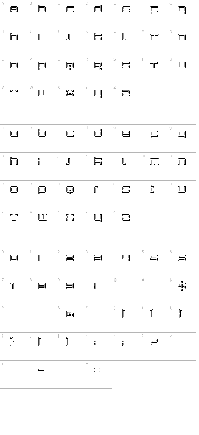 Quark Outline character map