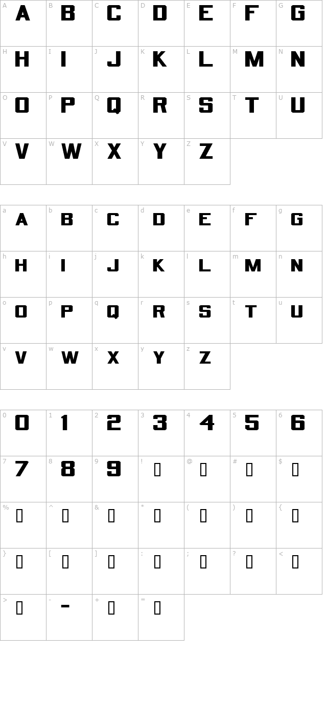 QuarterbackExtended character map