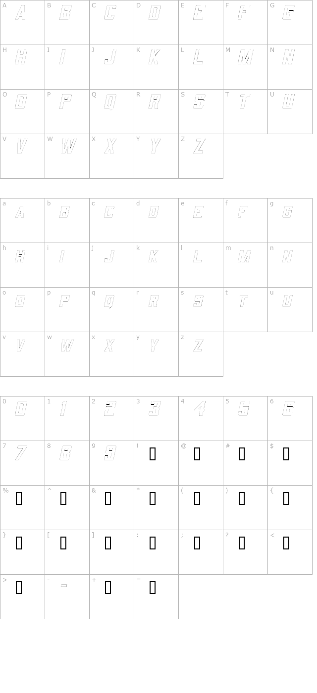 QuarterbackOutline Oblique character map