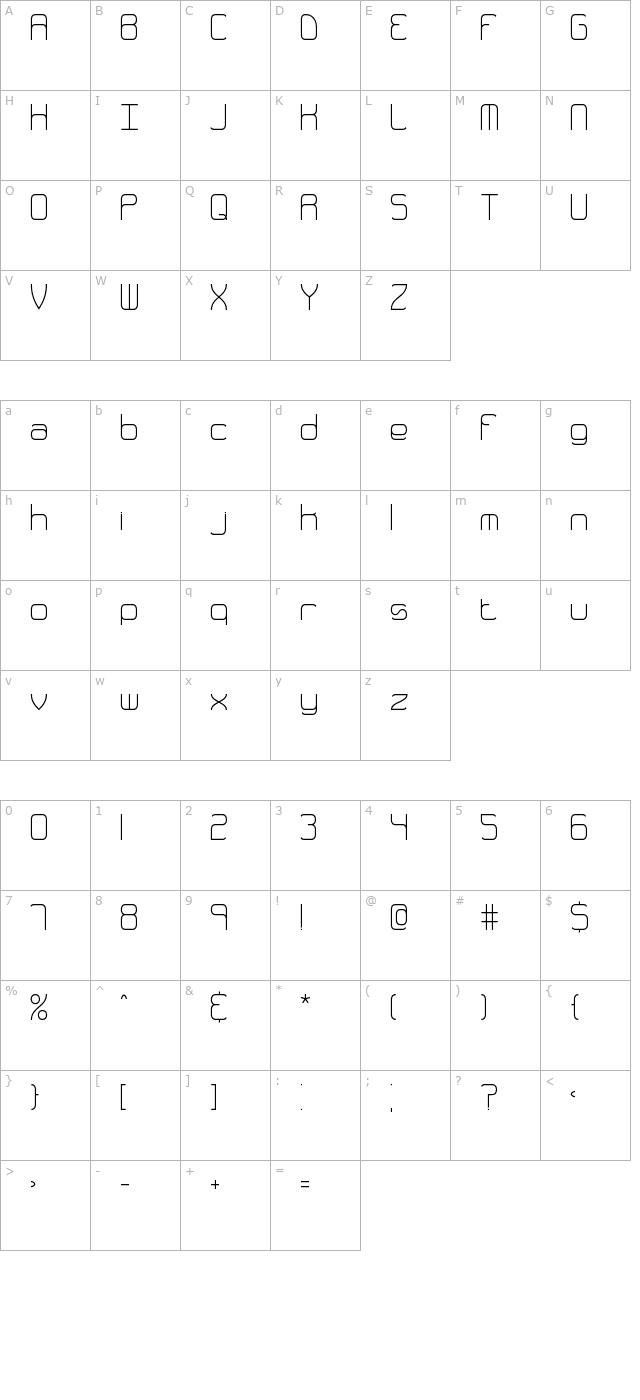 quarterly-thin-brk character map