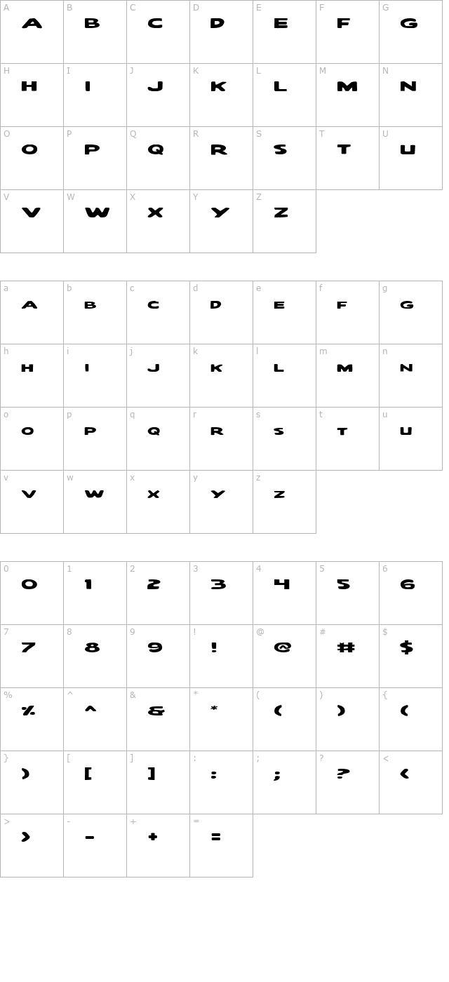 quartermain-expanded character map