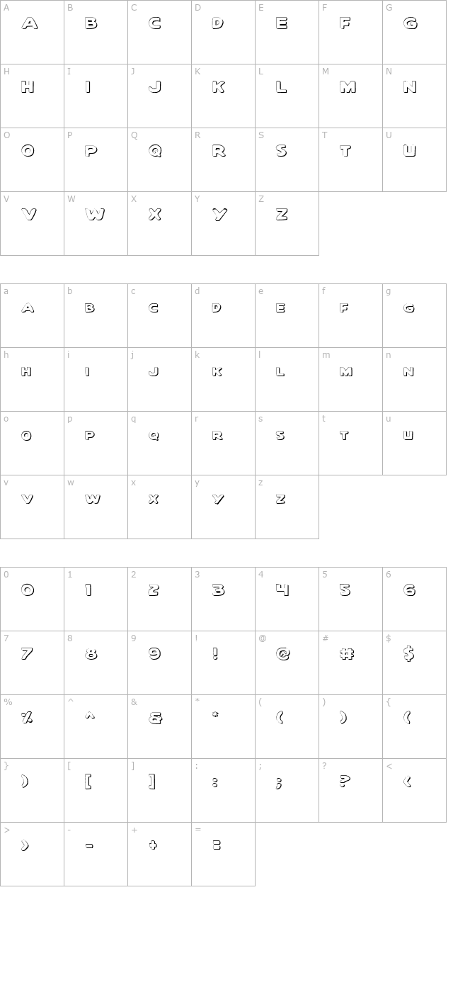 Quartermain Outline character map