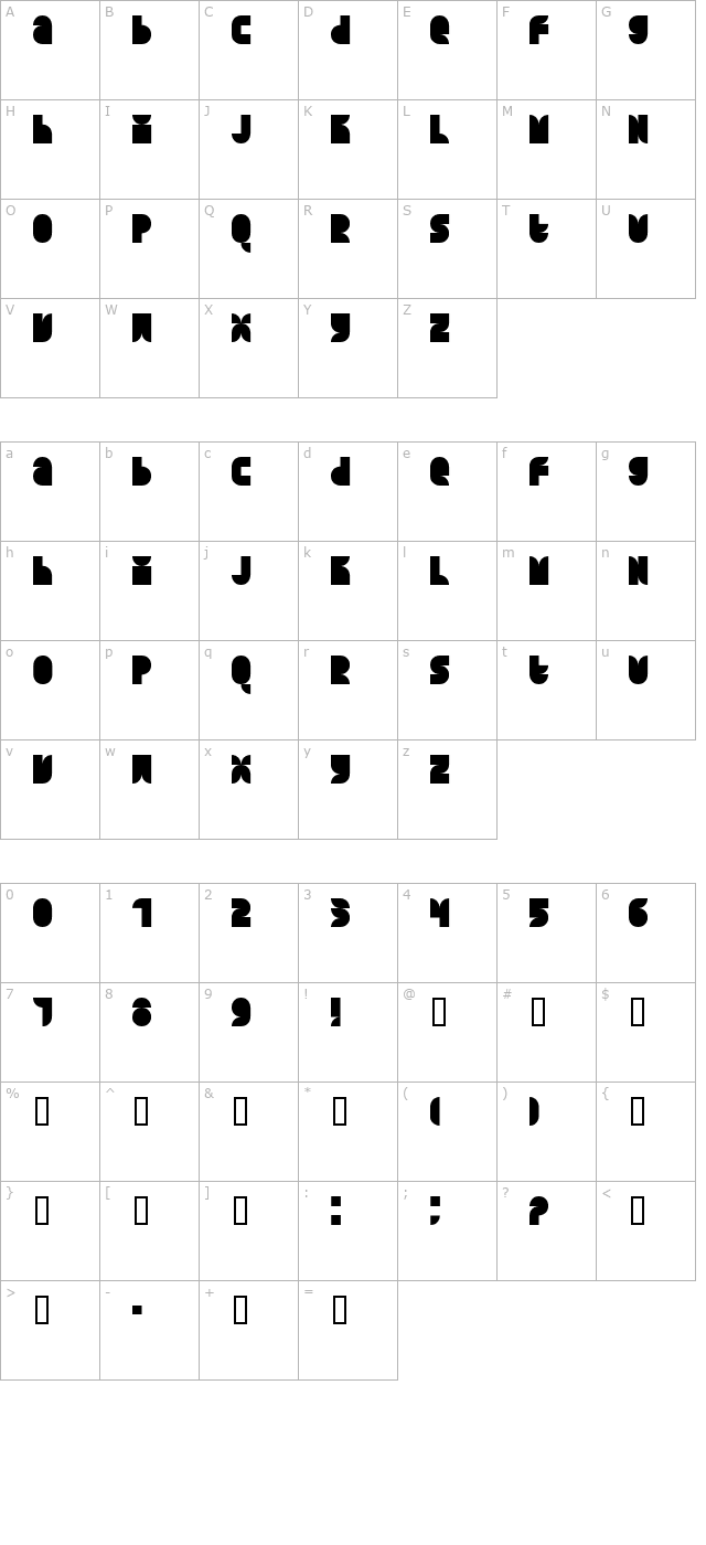 Quarterround Solid character map