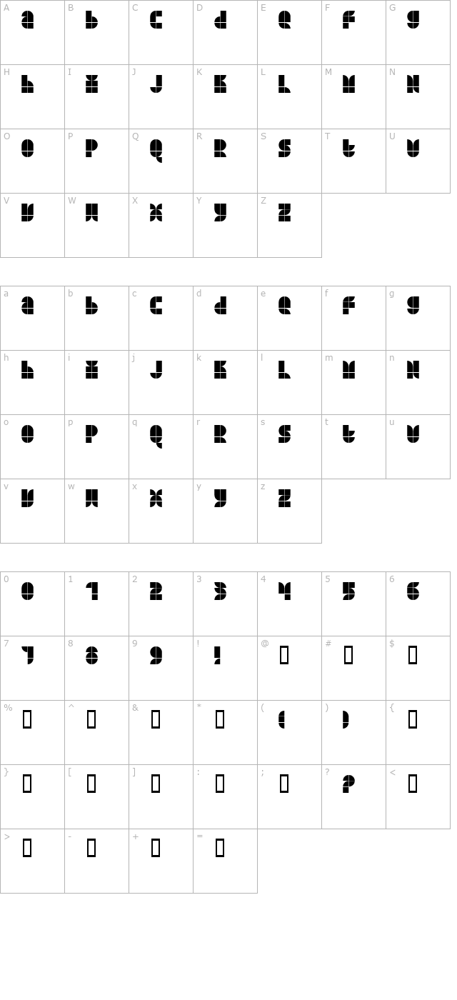 quarterround-tile character map