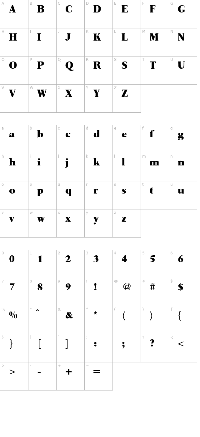 quartoextrabold-regular character map