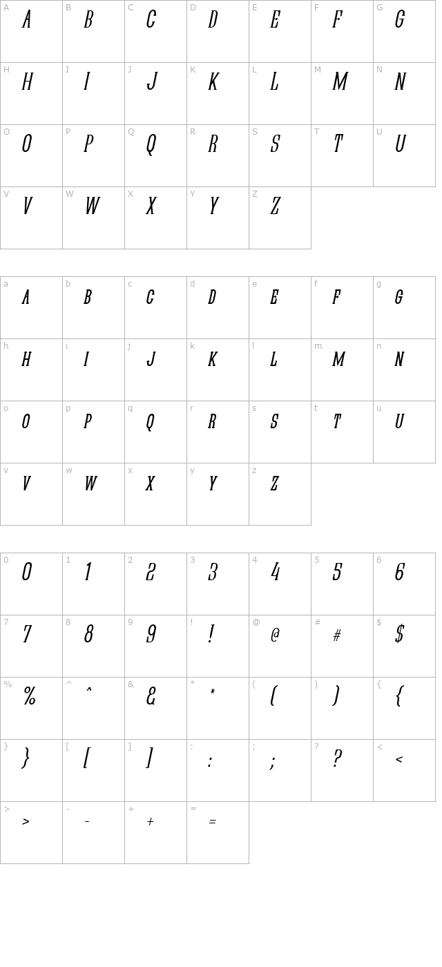 quastic-kaps-narrow-italic character map