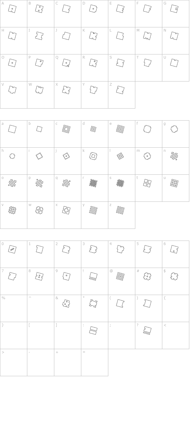 QUBE HOLLOW ITALIC character map