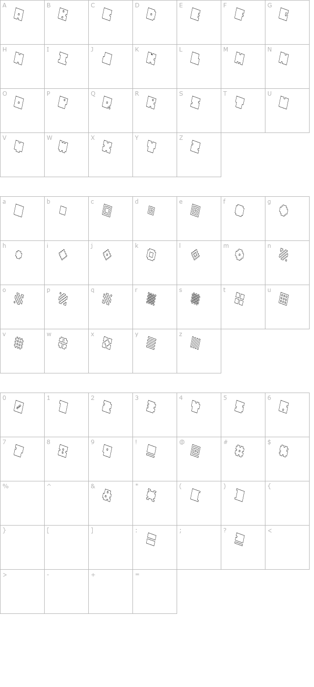 qube-hollow-thin-italic character map