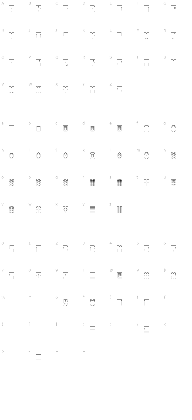 QUBE HOLLOW THIN character map