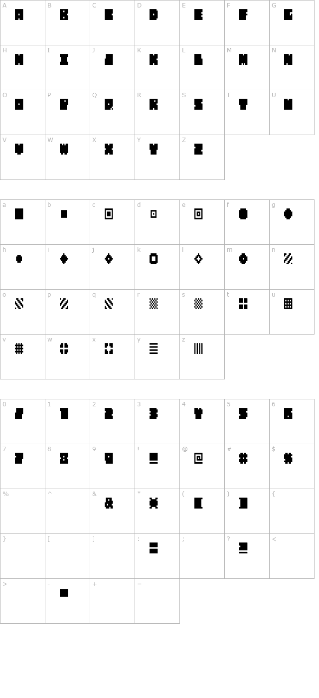 qube-thin character map