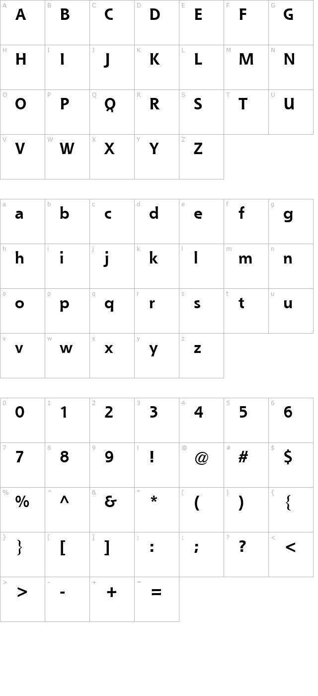 Que SSi Bold character map