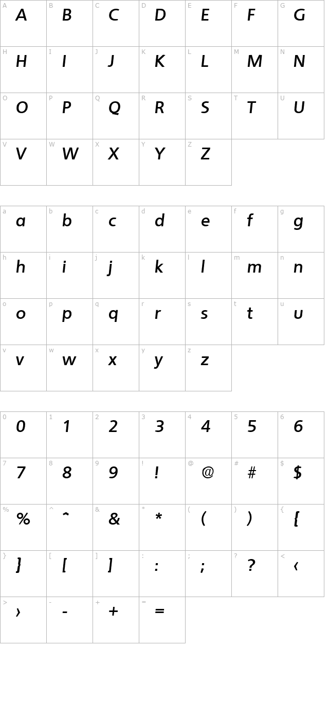 quebec-demiboldita character map