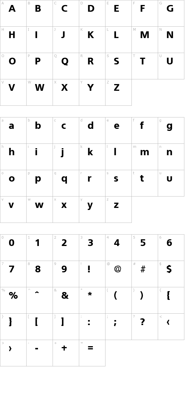 quebec-extrabold character map