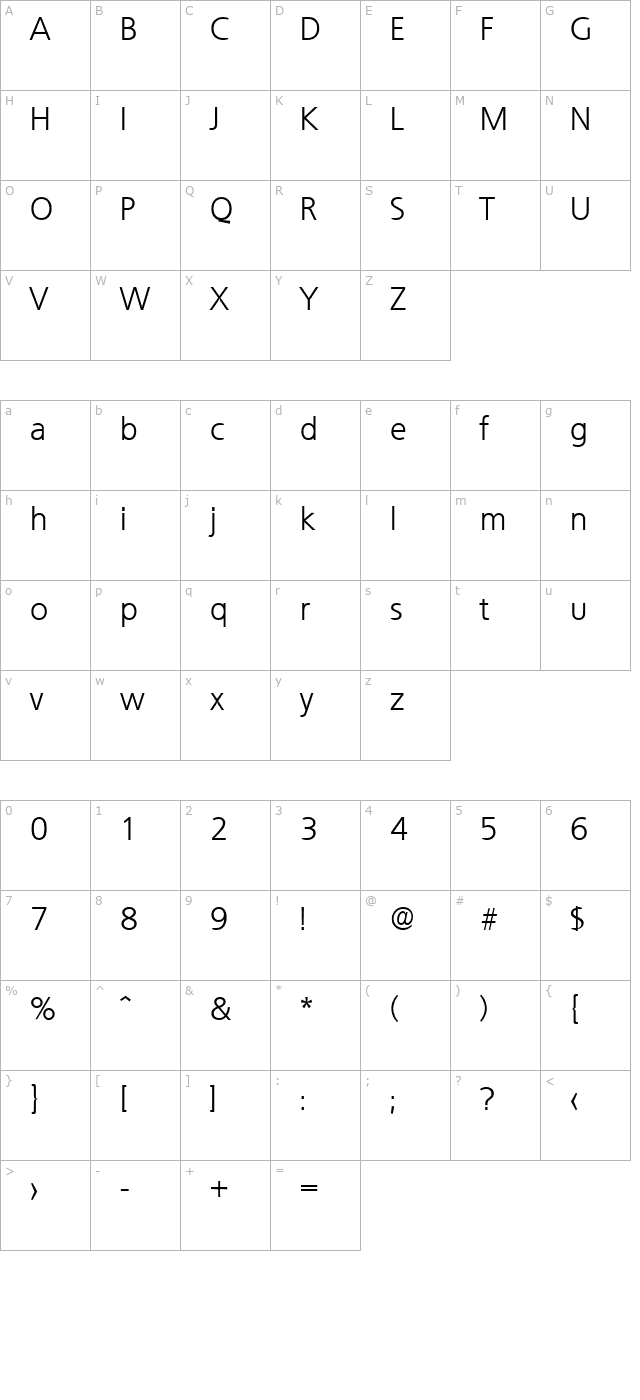 quebec-light character map