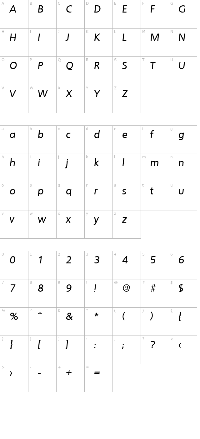 quebec-mediumita character map