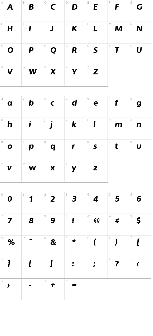 Quebec-Serial-Heavy-RegularItalic character map