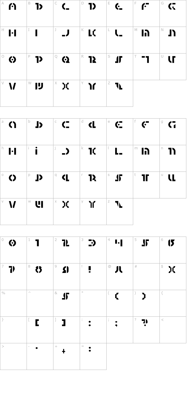 questlok-light character map