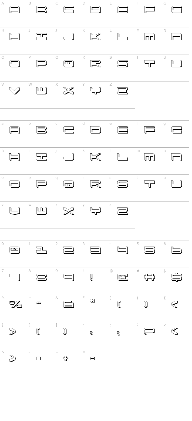 quickgear-shadow character map