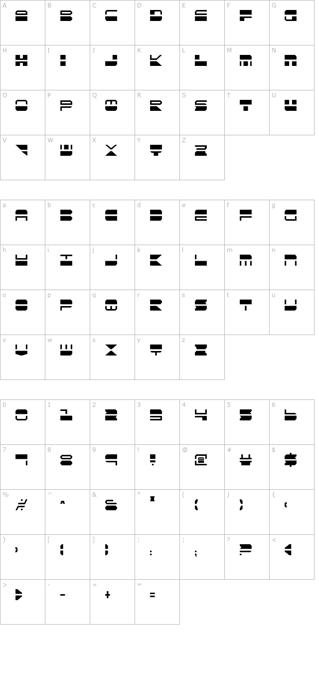 quickmark-condensed character map