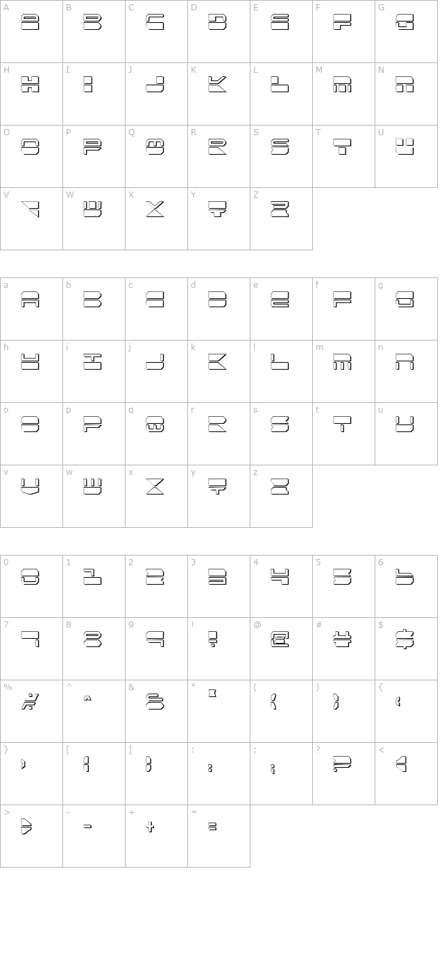 quickmark-shadow-condensed character map