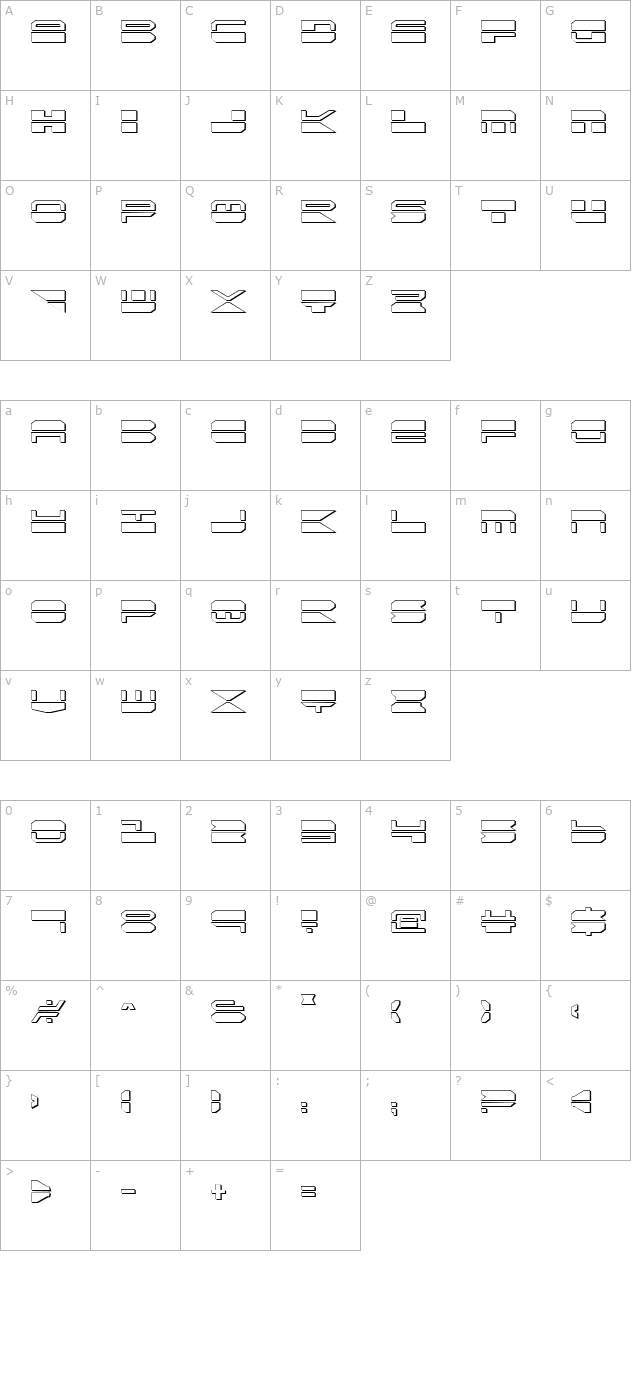 QuickMark Shadow character map