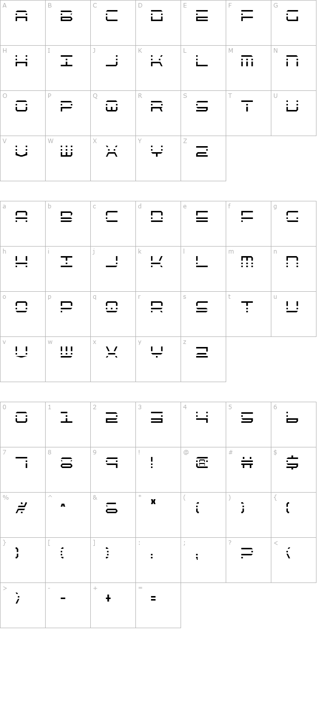 quickquick-condensed character map