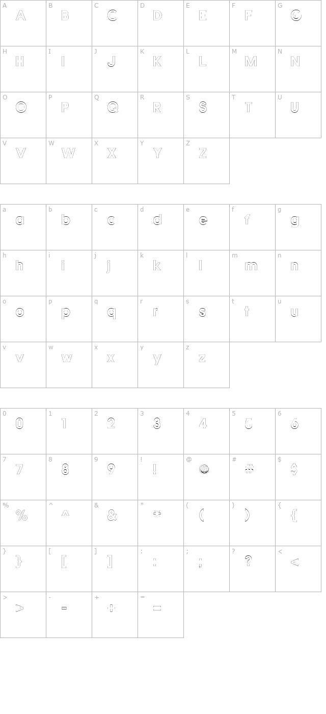 Quicksans Accurate ICG Out character map