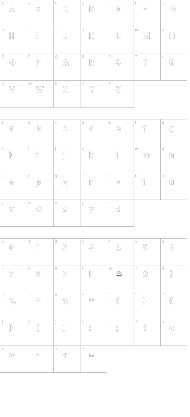 Quicksans Accurate ICG character map