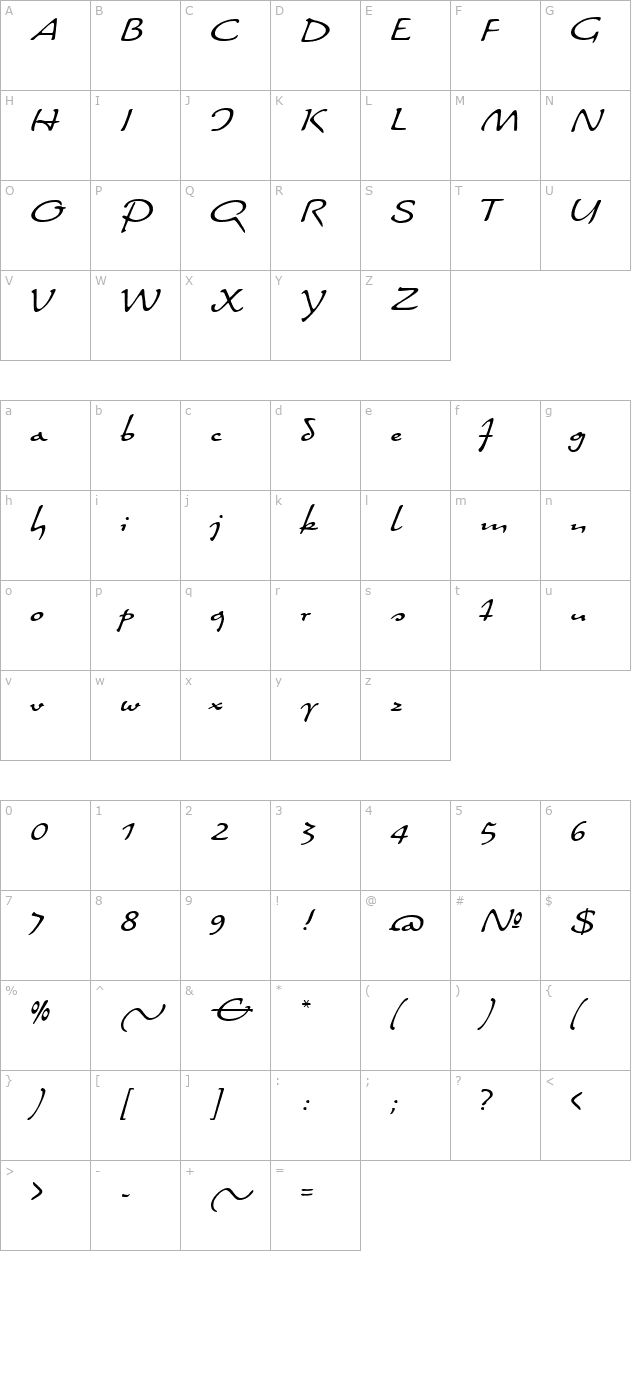 Quiller character map