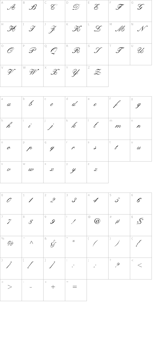 QuillScriptSSK character map