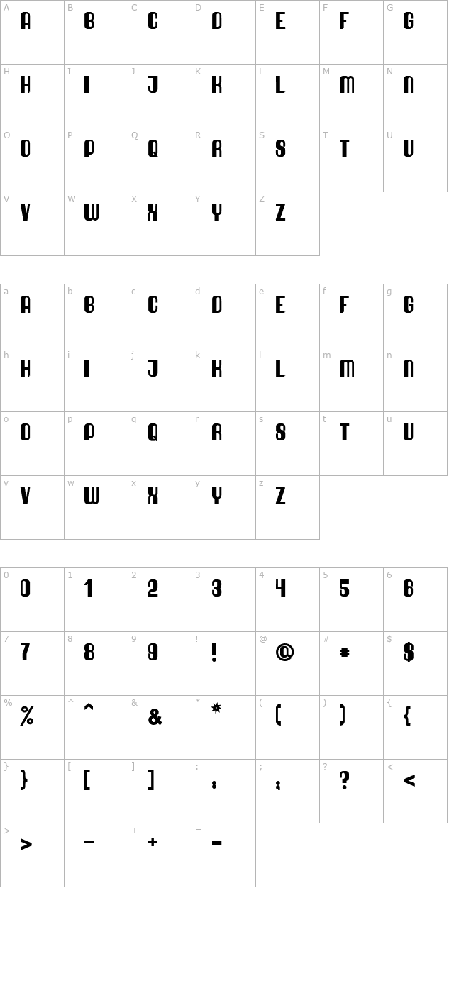 Quimbie UH character map