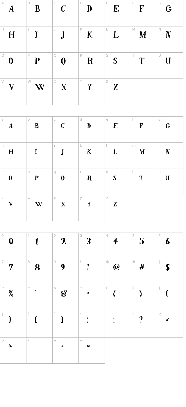 quincy character map