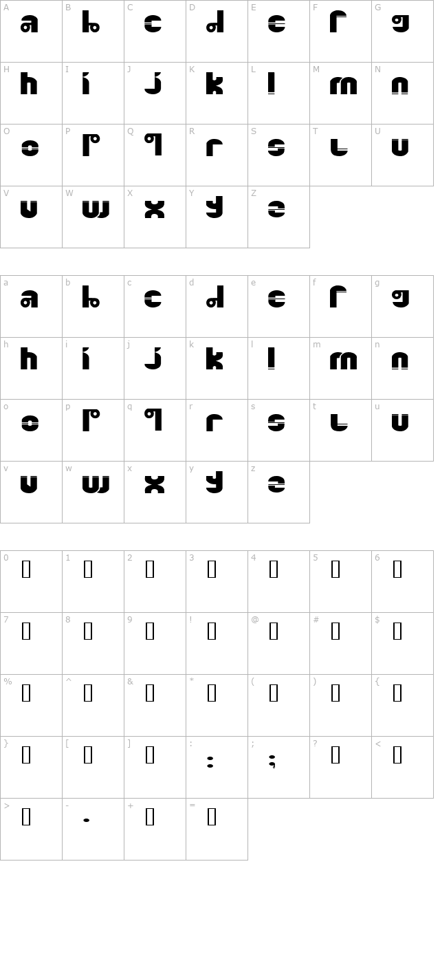 Quinkie character map