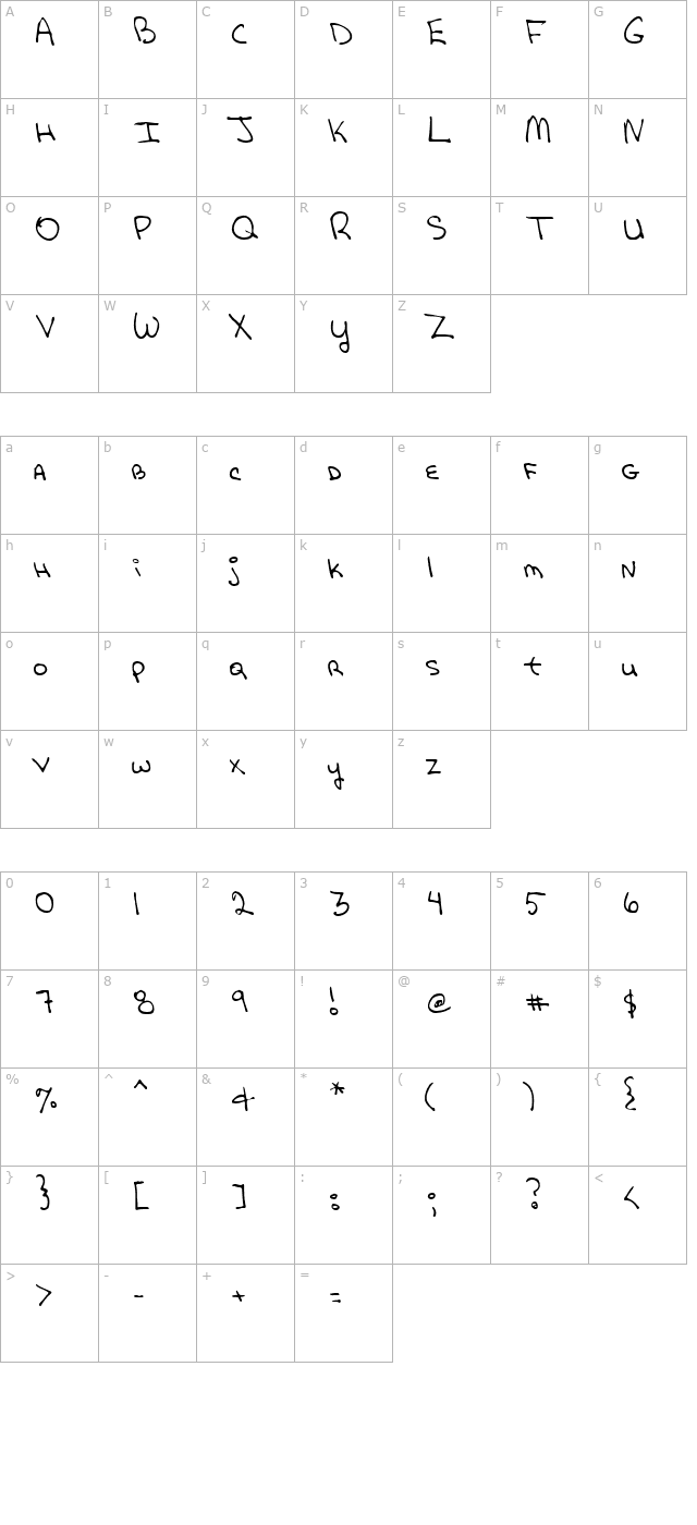 quirk-regular character map