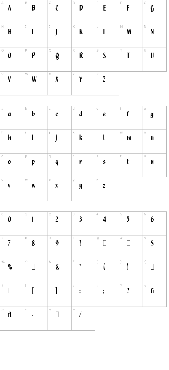 quixley-let-plain10 character map