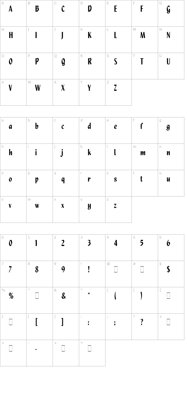 Quixley LET character map