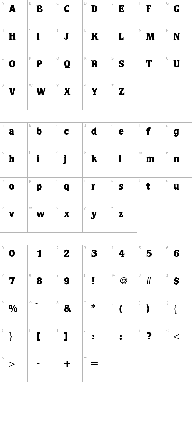 QuotaBlack-Regular character map