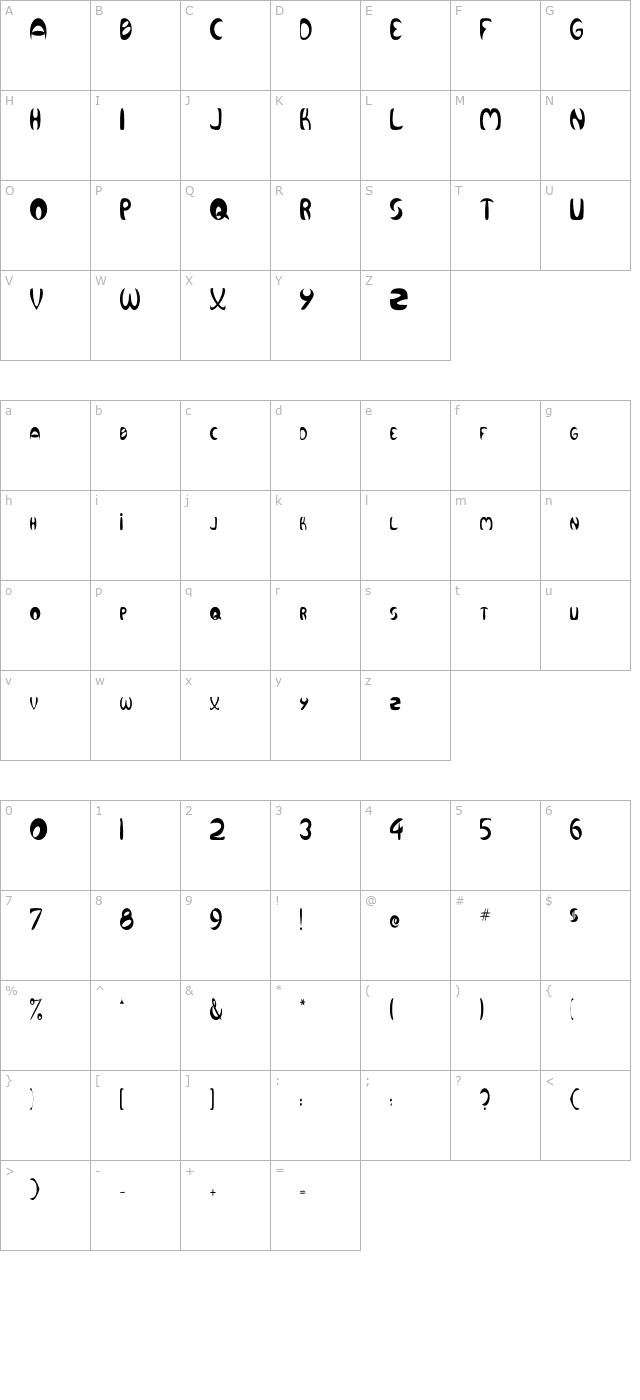 qurve-thin character map