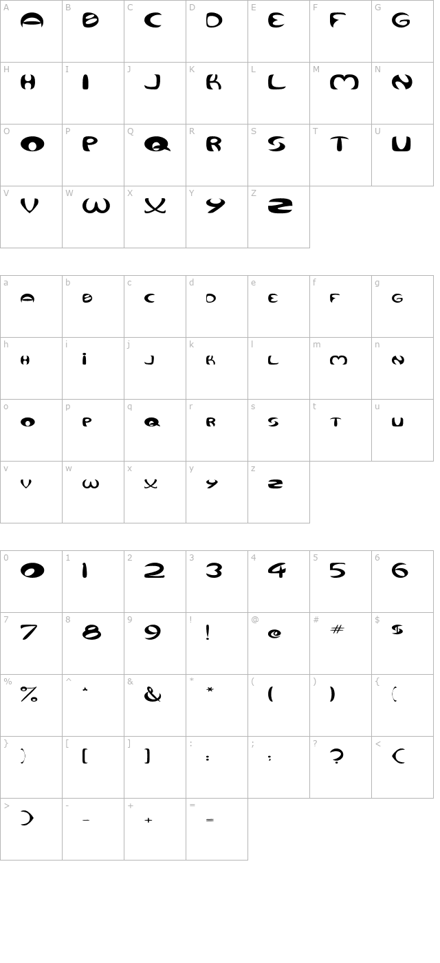 qurve-wide character map