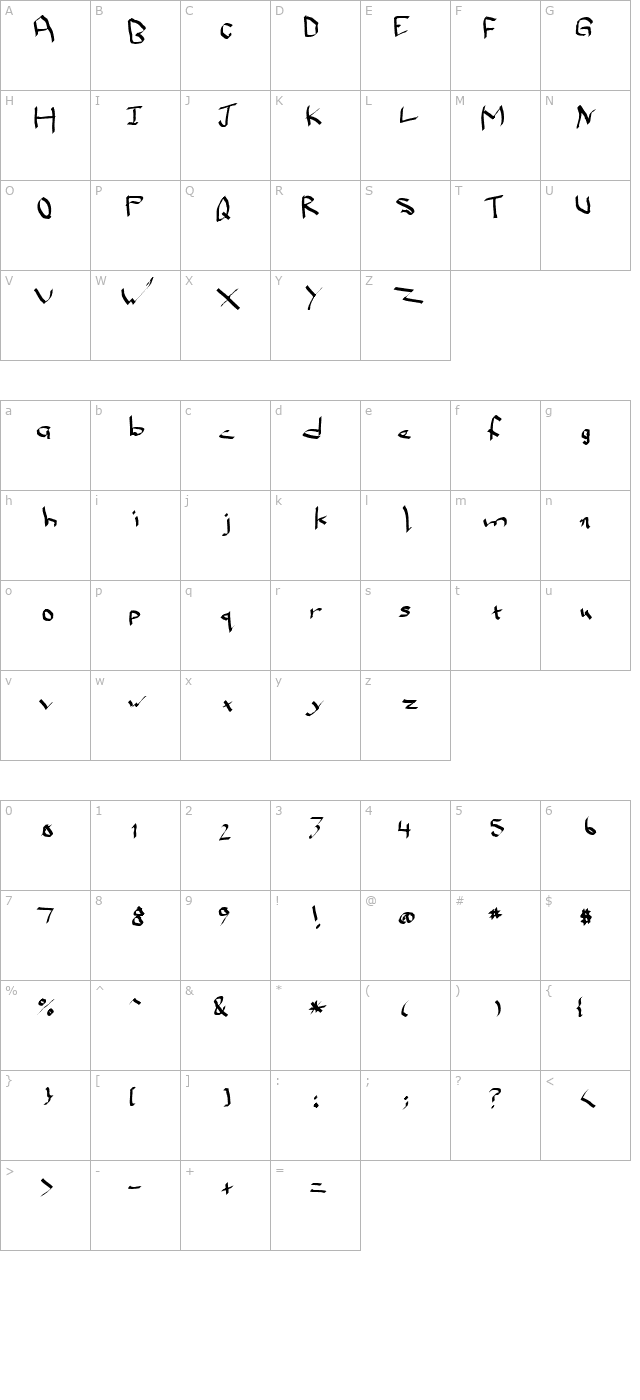 qwikscribble-normal character map